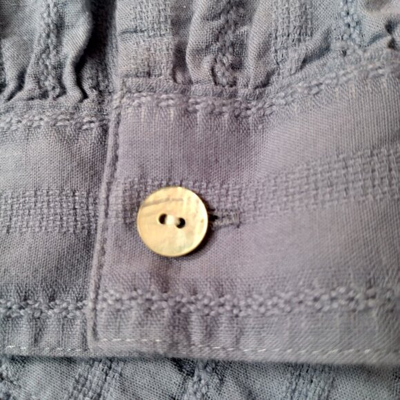 J Jill Blouse XS Blue Lightweight Woven Cotton Tiered Long Sleeve Pullover - Picture 8 of 8